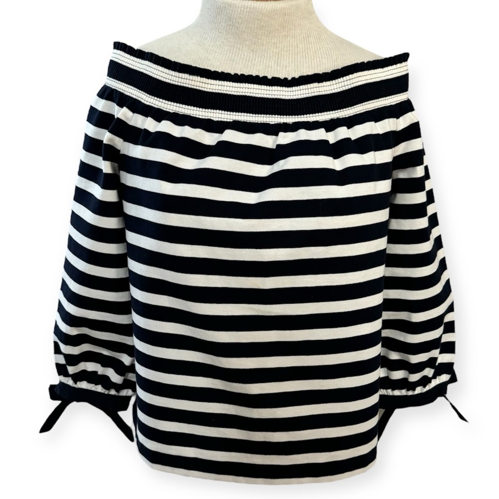 J. Crew Striped Off The Shoulder Knit Top 100% Cotton XS